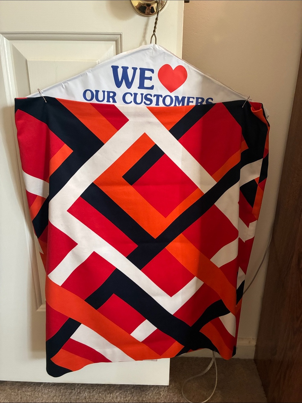 Ann Taylor Geometric Pencil Skirt in Red, Orange, Navy and White